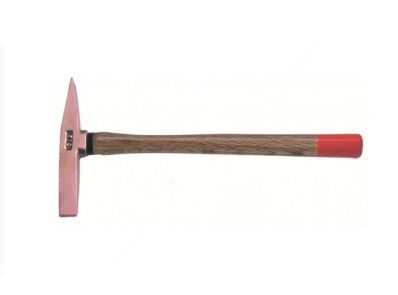 Copper rust hammer with wooden handle